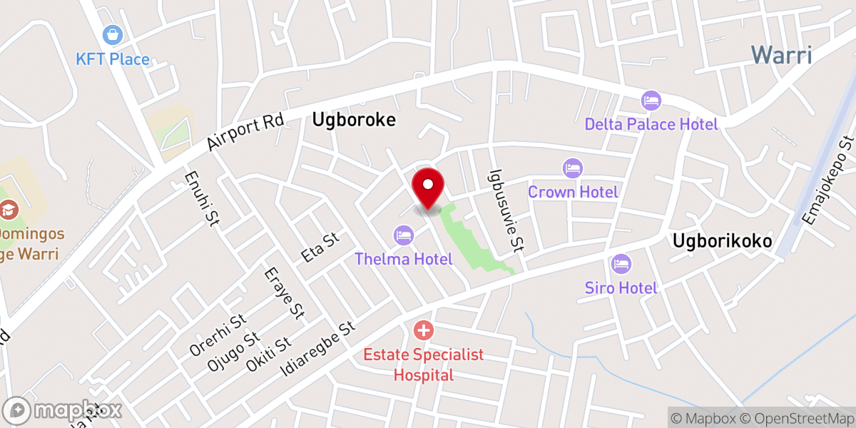 Map showing location of Assemblies Of God Warri Branch 2,