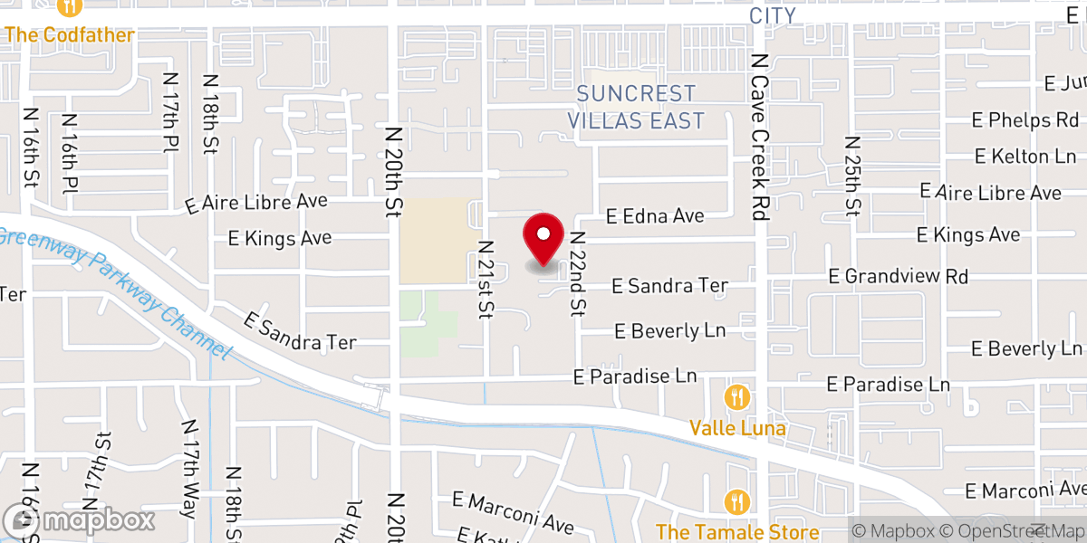 Map showing location of North Hills Church