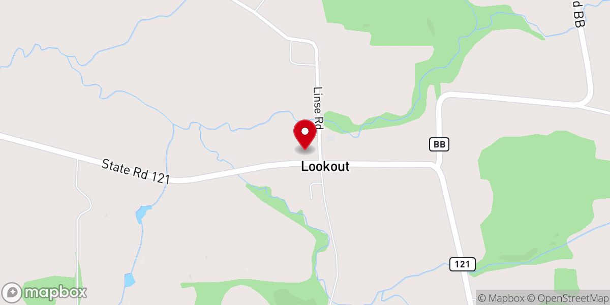 Map showing location of Lookout Lutheran Church