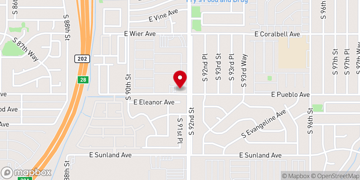 Map showing location of East Mesa Baptist Church