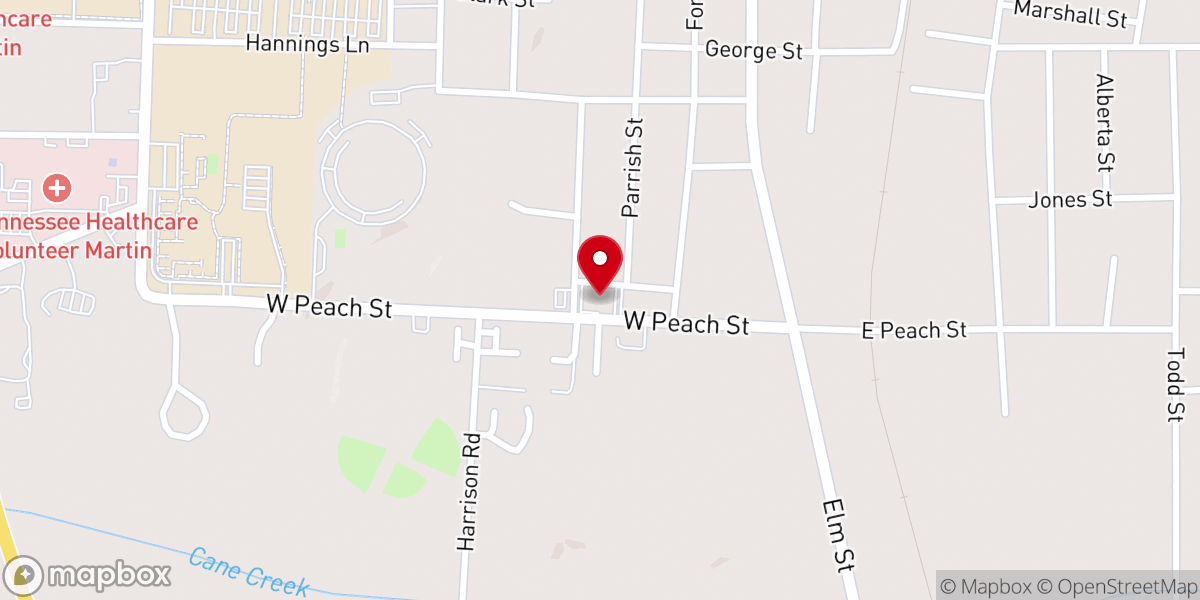Map showing location of Oak Grove Missionary Baptist Church