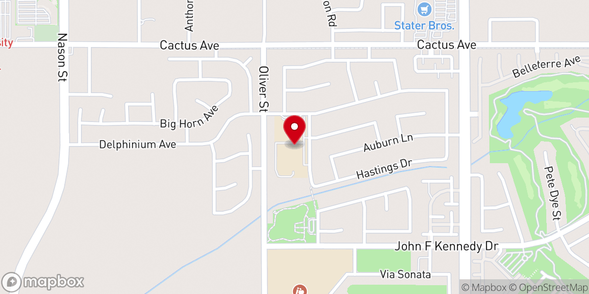 Map showing location of Hope Church Moreno Valley