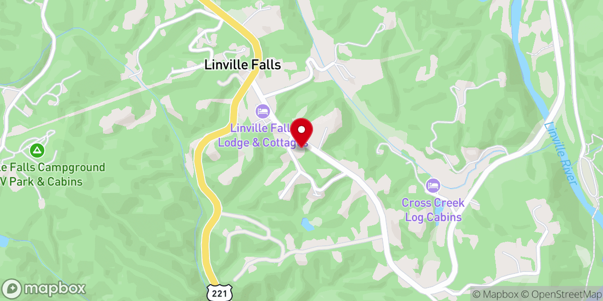 Map showing location of Linville Falls Community Church