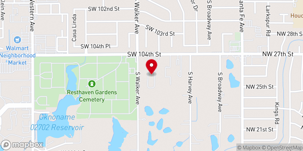 Map showing location of Shekinah Fellowship Church