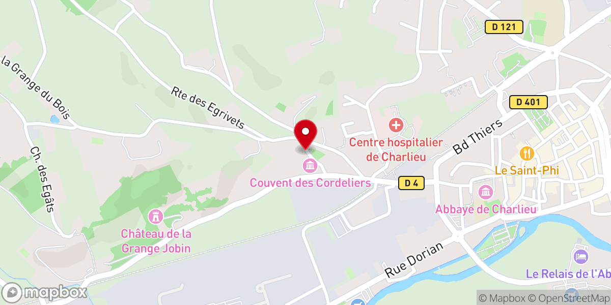 Map showing location of Couvent des Cordeliers Saint Nizier sous Charlieu