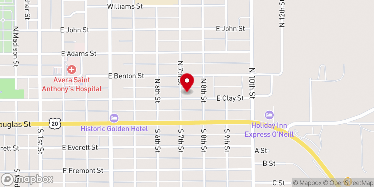 Map showing location of Assembly of God Church