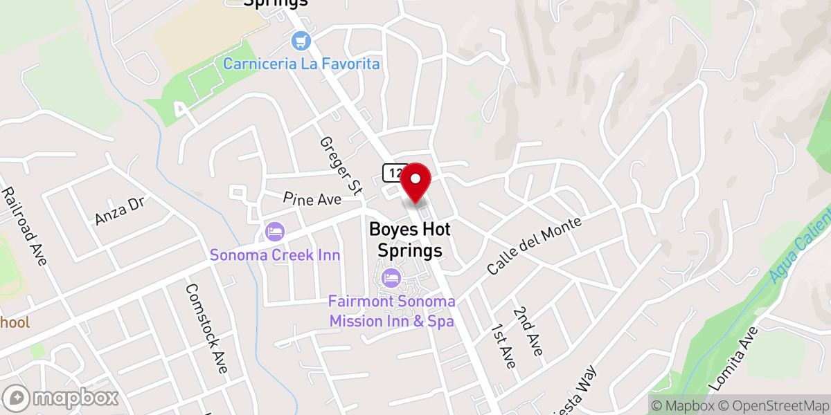 Map showing location of Boyes Hot Springs (Sonoma Mission Inn)