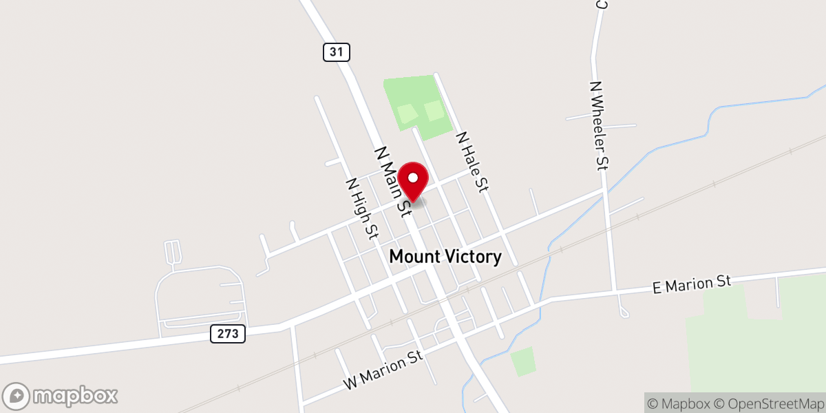 Map showing location of Mt. Victory Church of Christ