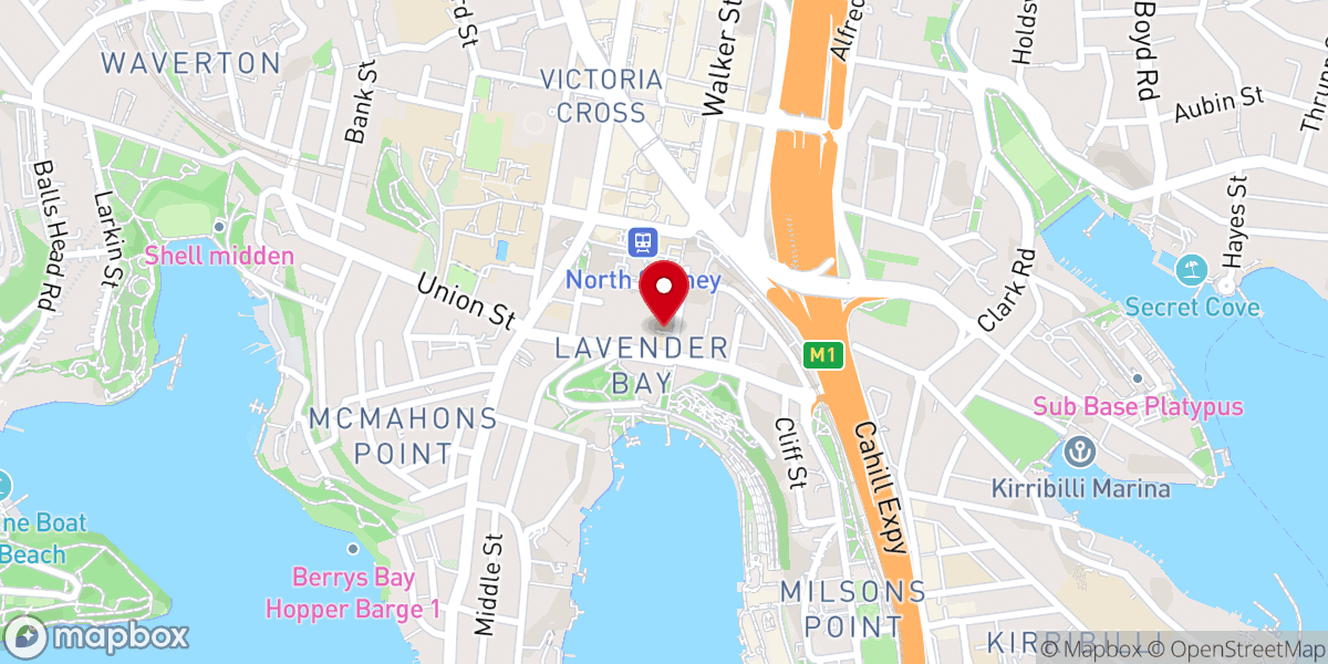 Map showing location of Christ Church Lavender Bay