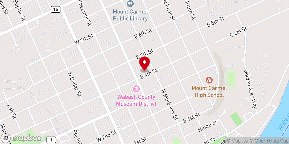 Map showing location of Mt. Carmel Police