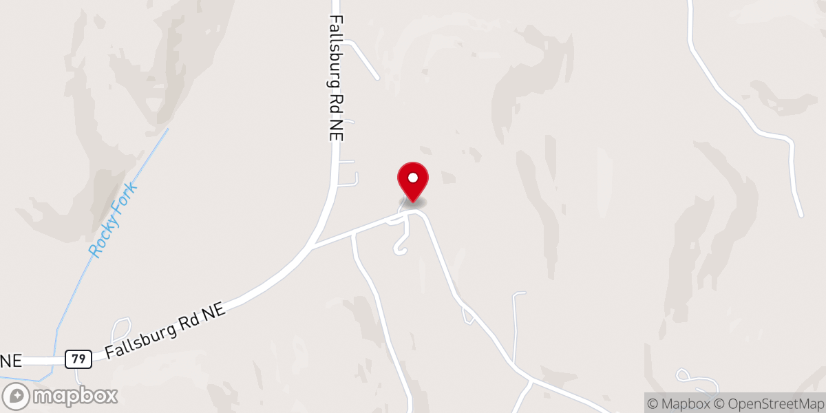 Map showing location of Rocky Fork First Church of God
