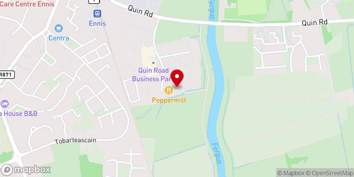 Map showing location of Ennis Evangelical Church