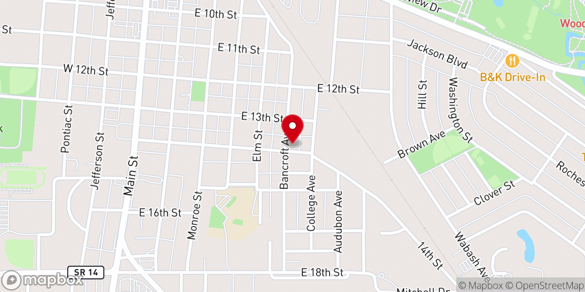 Map showing location of Antioch Baptist Church