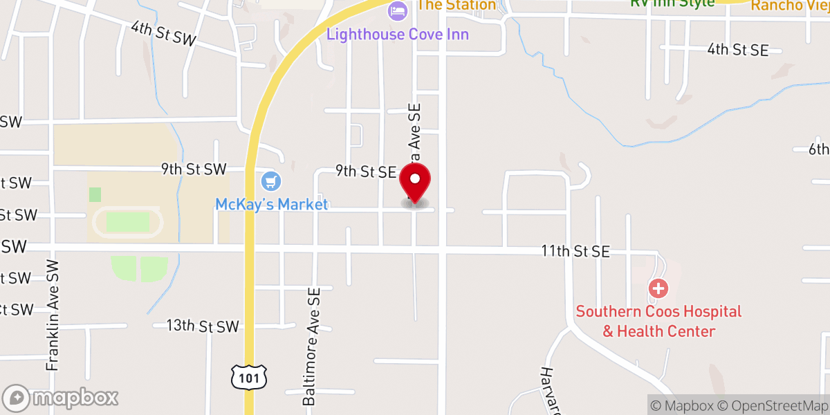 Map showing location of Bandon Seventh-day Adventist Church