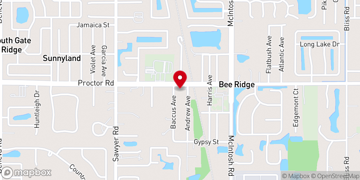 Map showing location of Bee Ridge Baptist Church