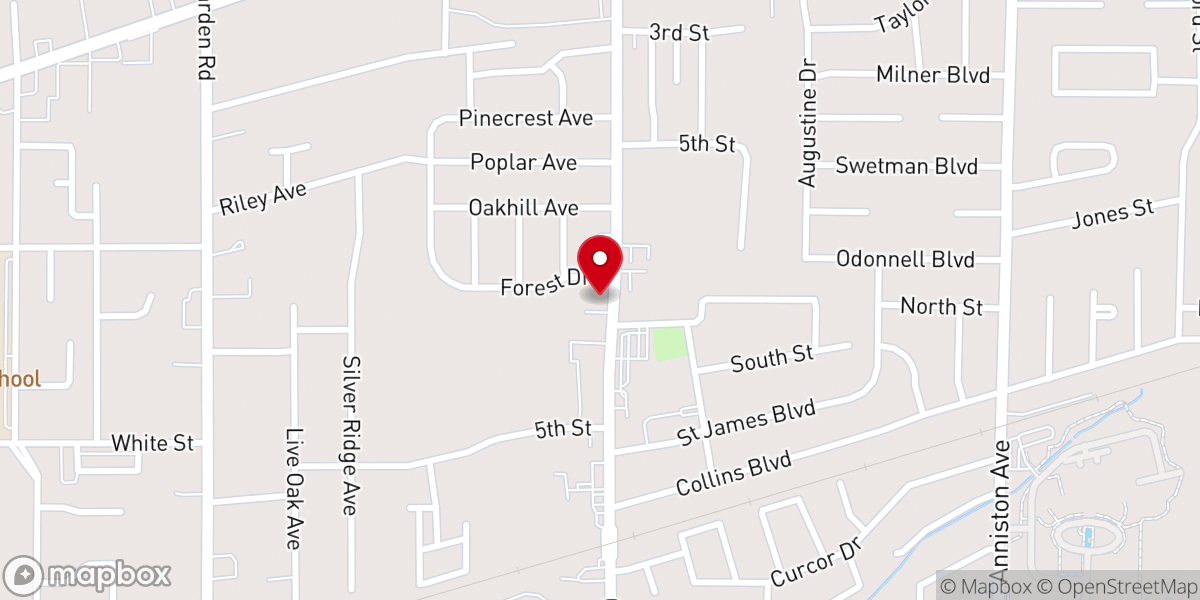 Map showing location of Cowan Road Baptist Church