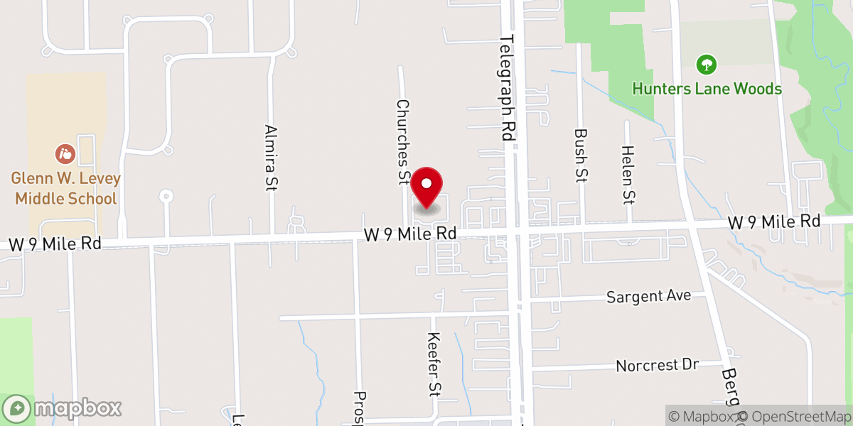 Map showing location of New Hope Missionary Baptist Church Banquet Hall