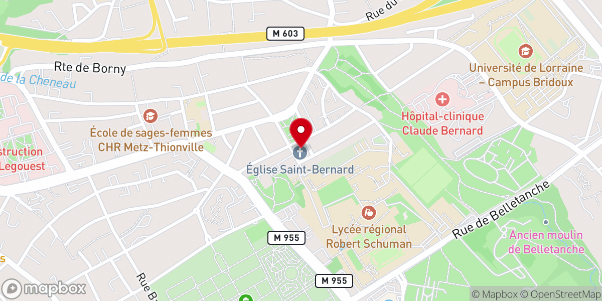 Map showing location of Église Saint Bernard de Metz