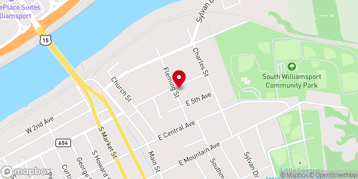 Map showing location of Williamsport Seventh-day Adventist Church