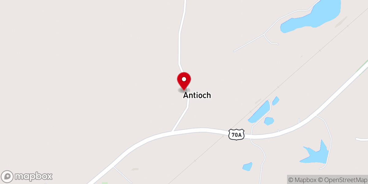 Map showing location of Antioch M.B. Church