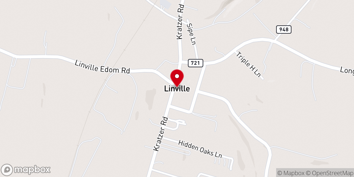 Map showing location of Linville church