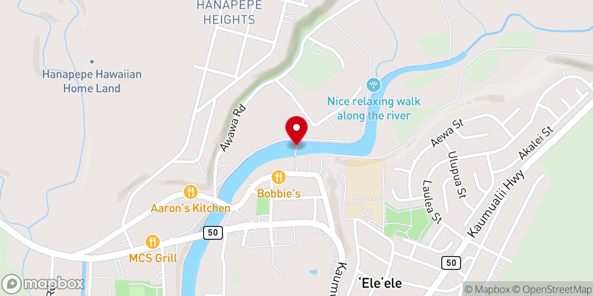 Map showing location of Hanapepe Swinging Bridge