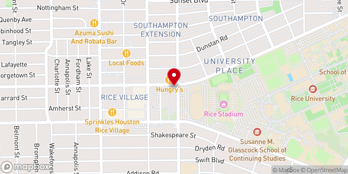 Map showing location of Christ the King Lutheran Church - Rice Village Campus