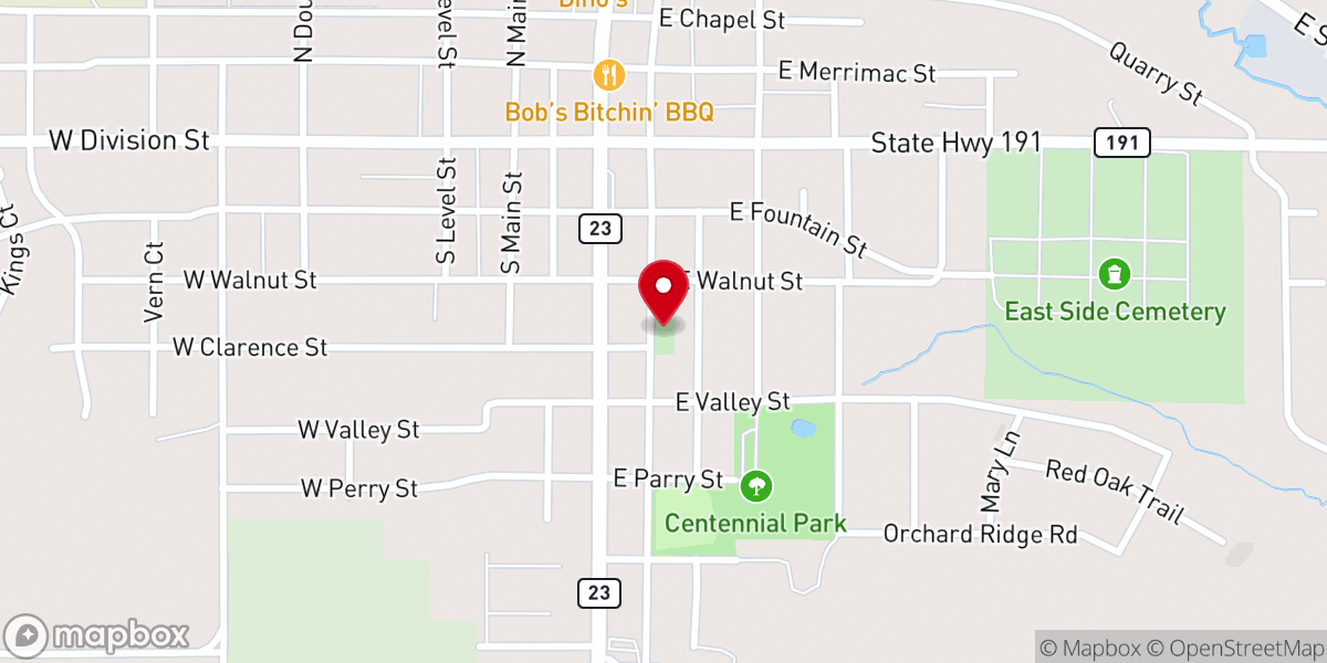 Map showing location of Old Church Yard and Burial Ground