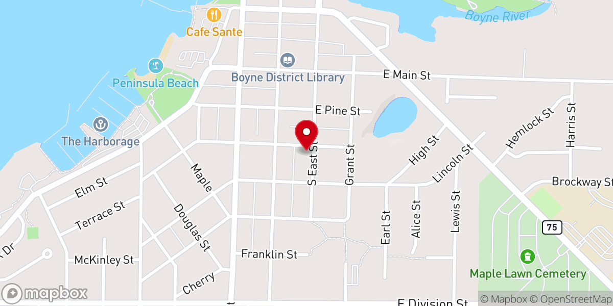 Map showing location of Boyne City Seventh-day Adventist Church