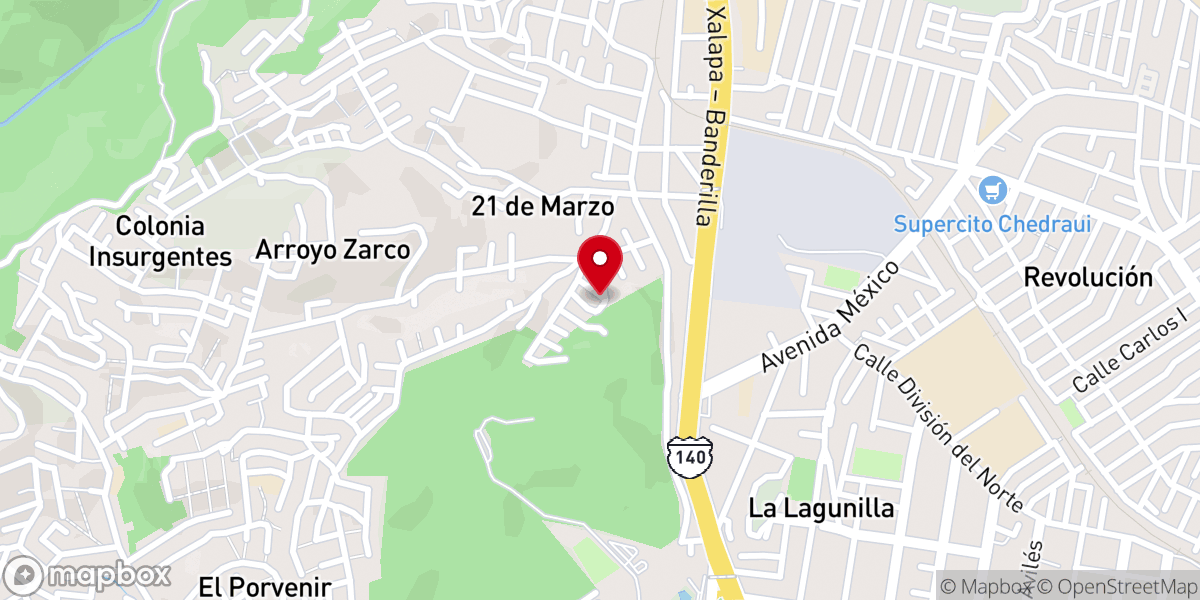 Map showing location of Iglesia De Cristo en Xalapa Veracruz