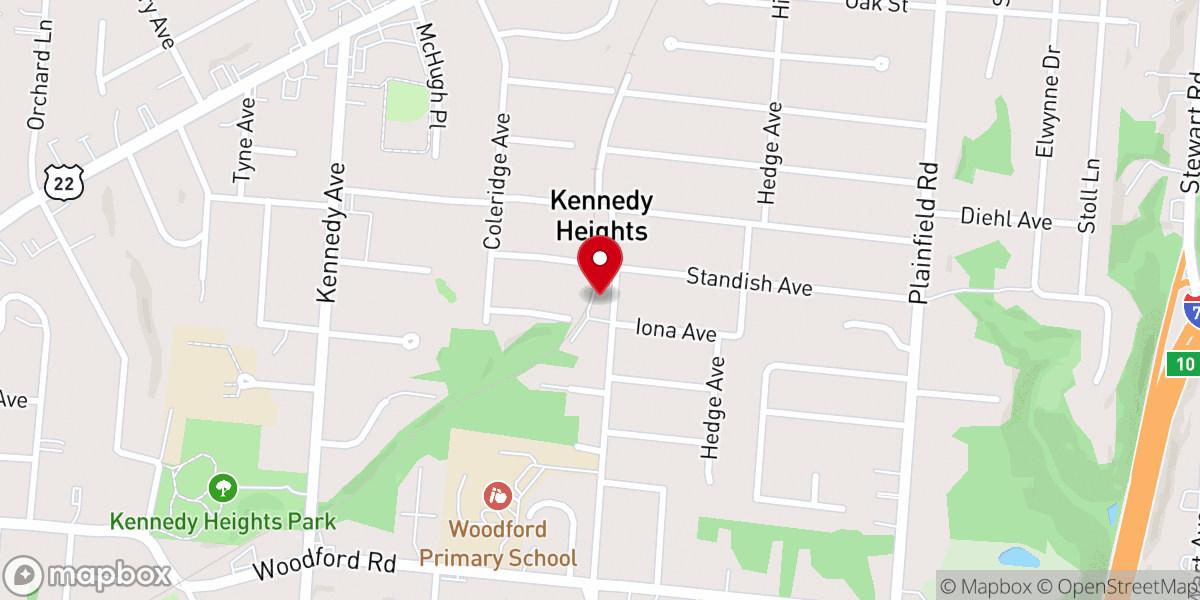 Map showing location of First Baptist Church of Kennedy Heights