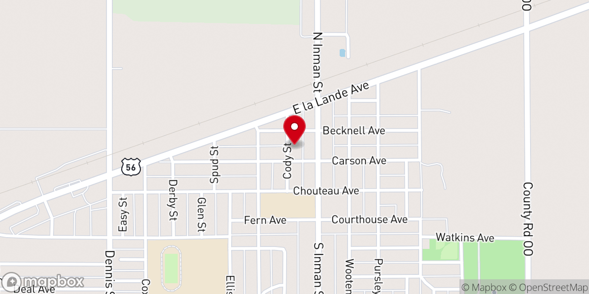 Map showing location of Sublette Christian Church