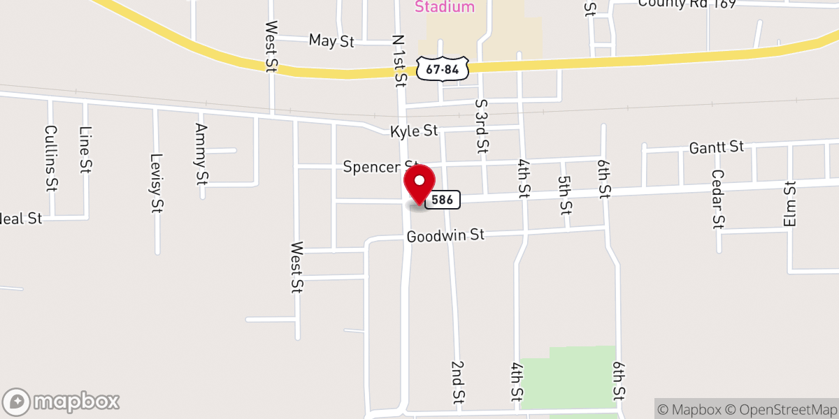 Map showing location of First Methodist Bangs