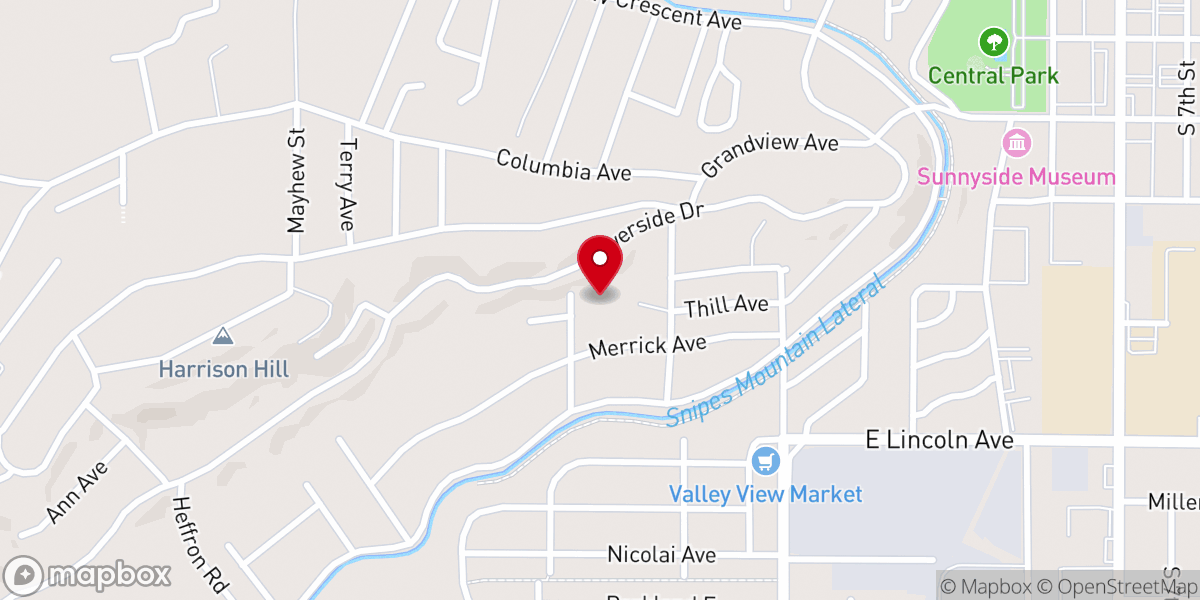 Map showing location of Sunnyside Baptist Church