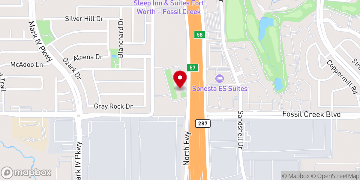 Map showing location of North Fort Worth Baptist Church