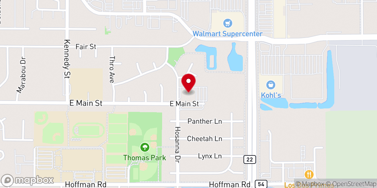 Map showing location of Hosanna Church