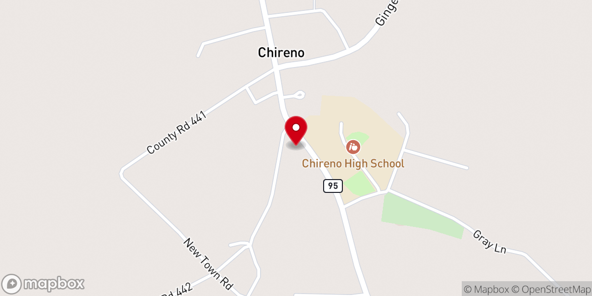 Map showing location of Chireno Baptist Church