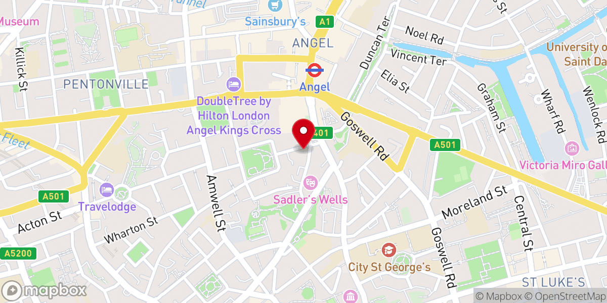 Map showing location of The Angel Church