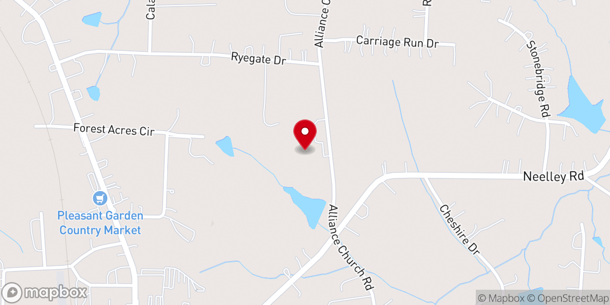 Map showing location of Pleasant Garden Community Center
