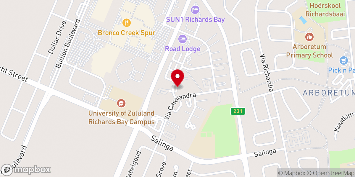 Map showing location of Calvary Baptist Church Richards Bay