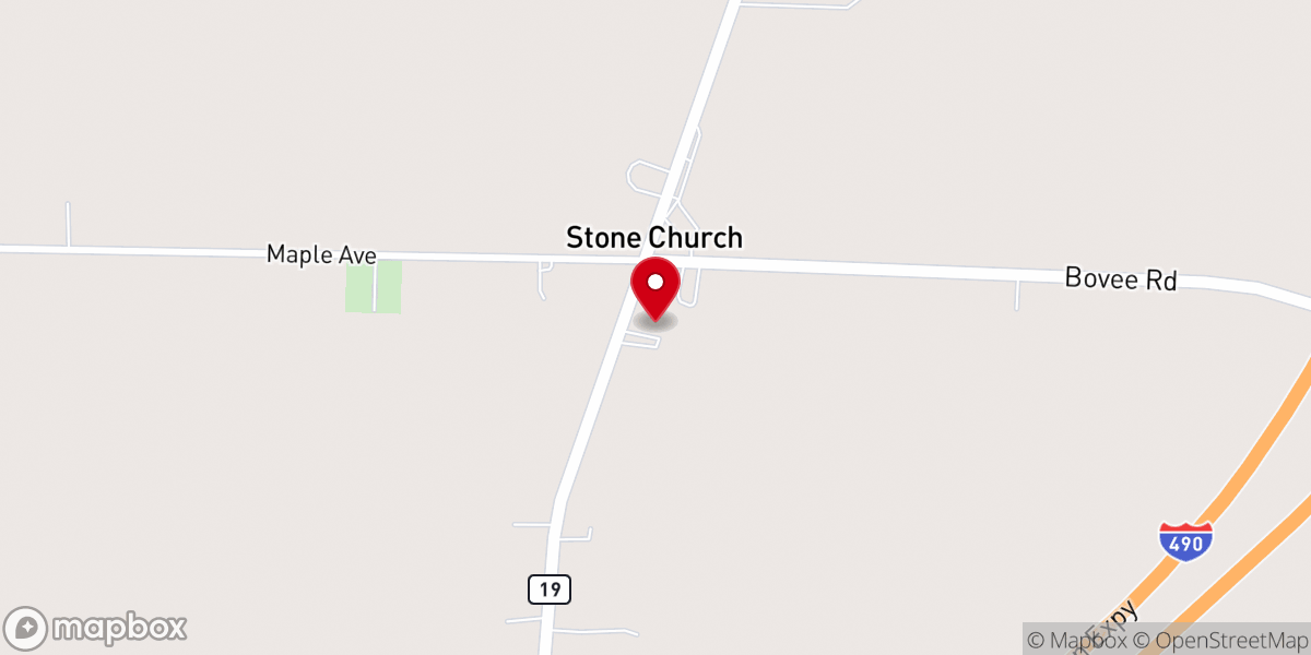 Map showing location of Stone Church Presbyterian Church