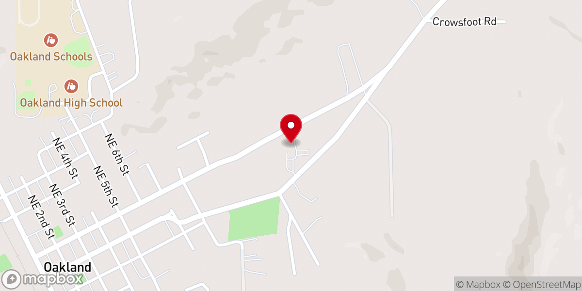 Map showing location of Oakland Church of Christ