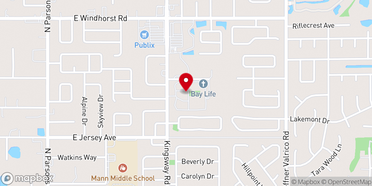 Map showing location of Bay Life Church