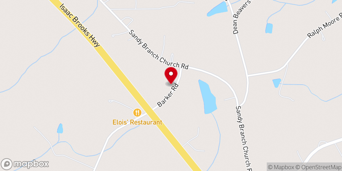 Map showing location of Sandy Branch Baptist Church