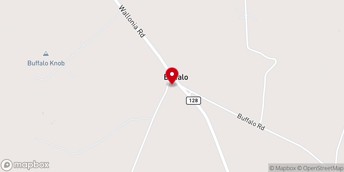 Map showing location of Buffalo Lick Baptist Church