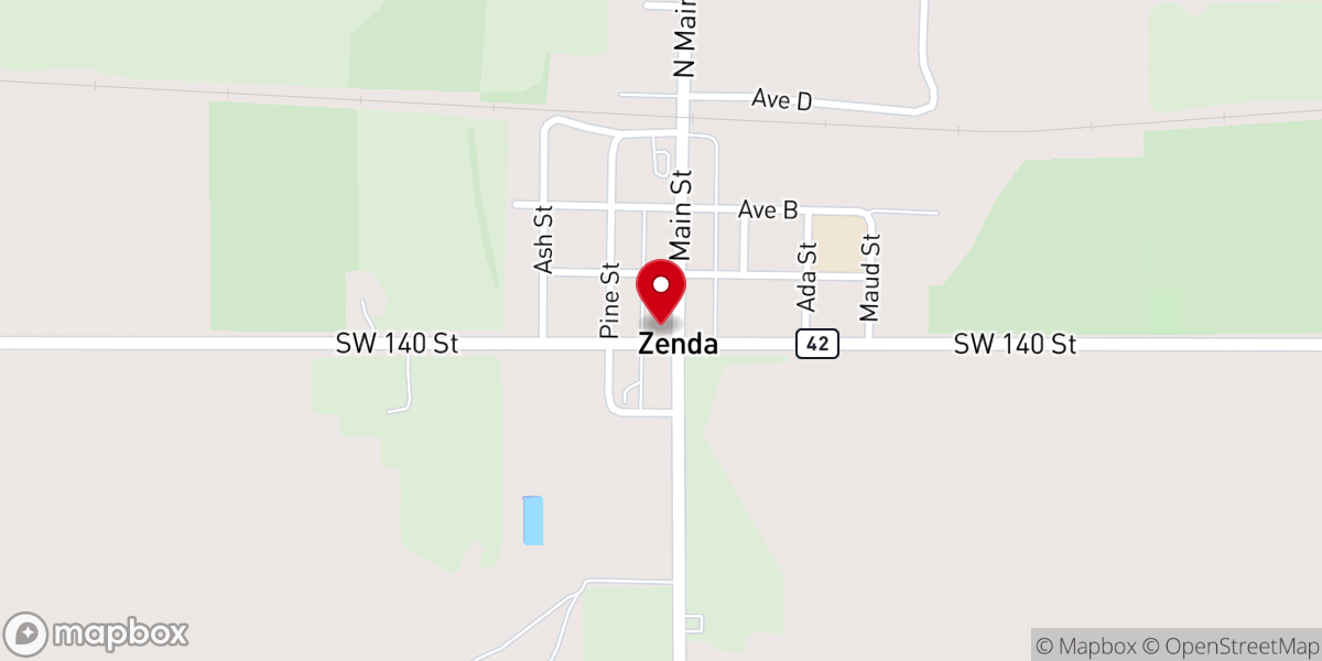 Map showing location of Zenda Methodist Church