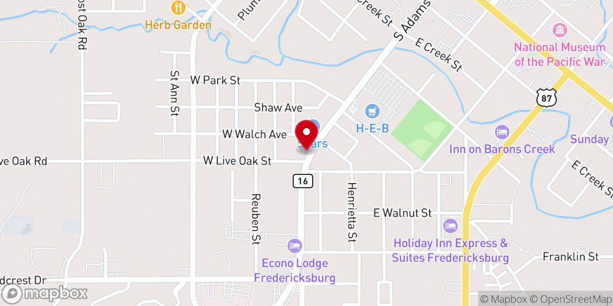 Map showing location of Elope to Fredericksburg TX