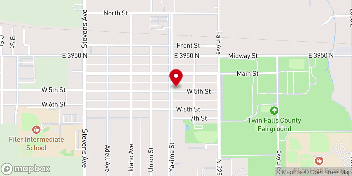Map showing location of Filer church of the Nazarene
