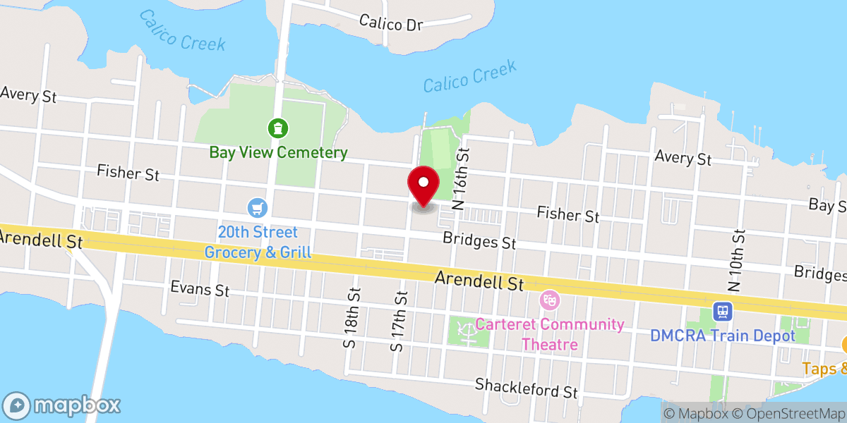 Map showing location of One Harbor Church - Morehead City