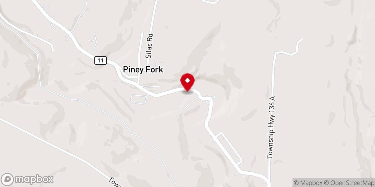Map showing location of Piney Fork Presbyterian Church
